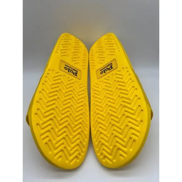 Polo Ralph Lauren Signature Pony Slide Yellow Blue Man's Size 14M NEW - Picture 4 of 12